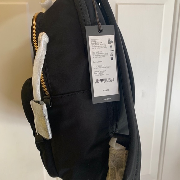 NWT TUMI Voyageur Dori Black Nylon Gold Backpack - Picture 6 of 8